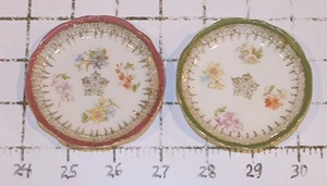 Set/2 antike CT Germany Altwasser Porzellan Butterdosen 3" Teller Blumen - Bild 1 von 5