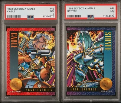 1993 X-Men Series 2 Arch Nemesis Cards #43 Cable vs. #44 Stryfe (PSA 7) - Image 1 of 4
