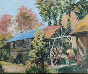 Tableau Paysage par Jean Quemere 1942 École de Rouen - Afbeelding 1 van 7