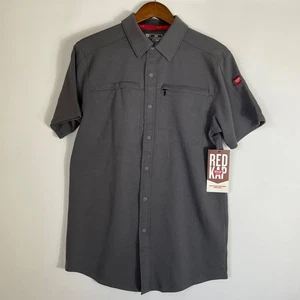 Camisa de trabajo Red Kap gris con capucha frontal a presión jersey manga corta talla M - Imagen 1 de 10