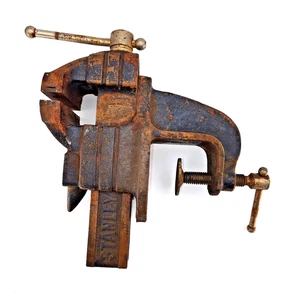 Vintage Stanley Clamp-On Bench Vise 3" Jaws – Heavy Metal, Works, Well-Used - Picture 1 of 11
