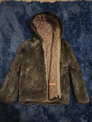 Women's Vintage Bunny Hug Real Rabbits Fur hoodie, black/brown S/XS - Image 1 of 4