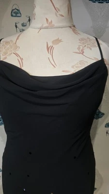 Pretty Floaty Black Sequin Chiffon Strappy Maxi Scarf Dress, Berketex 16 - Image 1 of 4