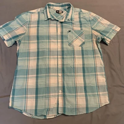 Rip Curl Shirt Mens Medium Blue Plaid Short Sleeve Button Up Casual Surfwear - Image 1 of 4