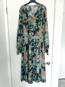 ICHI Mid length floral dress - button up slit - EU38/UK10 - Picture 1 of 8