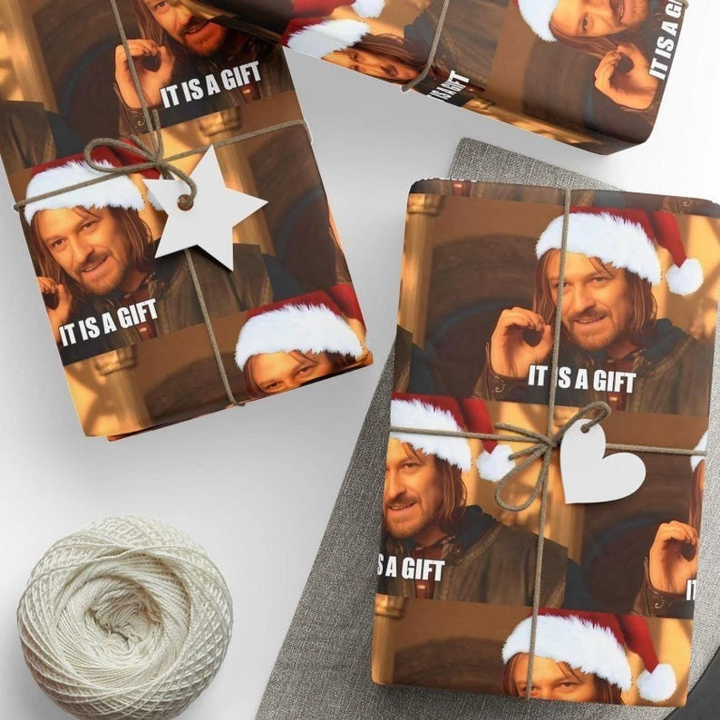 New Boromir It Is A Gift Christmas Wrapping Paper, LOTR Gift Wrap - Image 1 of 2