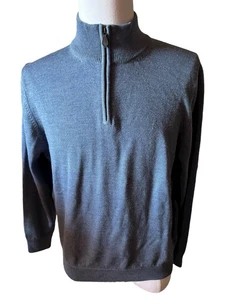 Suéter Brooks Brothers Cuarto Cremallera 100% Lana Merino Extra Fina Azul Hombre’s Grande - Imagen 1 de 7