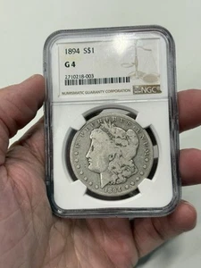1894 Morgan Dollar $1 NGC G4 G04 argento chiave originale data - Foto 1 di 2