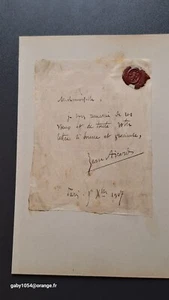 Lettre autographe de Jean Ricard écrivain signature et cachet de cire sceau - Picture 1 of 5