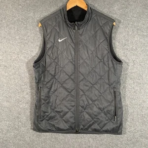 Nike Jacket mens M Black Puffer Vest Reversible Fleece Softshell Quilted Y2K - Picture 1 of 13