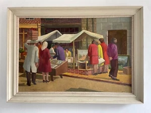 Large Original Mid Century Modernist Oil On Canvas Painting Of Camden Passage - Picture 1 of 14