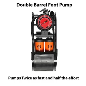Genuine NIXEYCLES Double Barrel Foot Pump Bike Bicycle Car Motorbike Tyre Pump - Picture 1 of 8