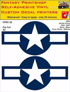 USA US Airforce Stars - Bars Twin Packs Vinyl Sticker Decals 75mm - 290mm FPRC28 - Picture 1 of 11