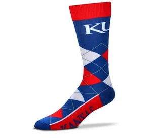 Kansas Jayhawks Red Blue & White Argyle Lineup Deuce Crew Socks  - Picture 1 of 1