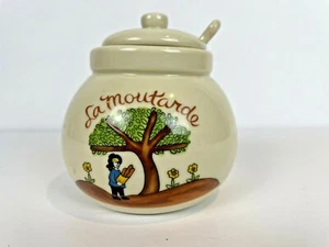 Vintage 1984 La Moutarde Mustard Condiments Lid Jar Spoon Charcuterie Exc Cond - Picture 1 of 6