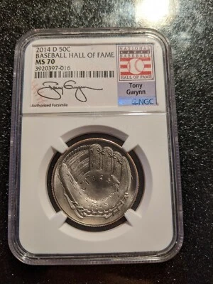 2014-D Half Dollar Baseball Hall Of Fame Tony Gwynn NGC MS-70 - Image 1 of 2
