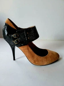 Steven by Steve Madden sexy Damen-Absatzschuh Fantasy camelfarben Wildleder schwarz Riemen 9M - Bild 1 von 12