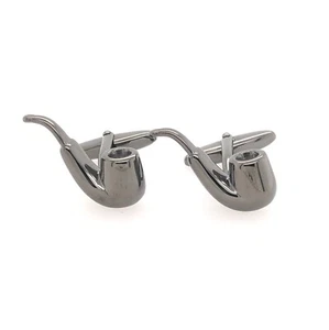 Gemelos oxidados en forma de pipa Tobaco joyería para hombre plata esterlina 925 - Imagen 1 de 3
