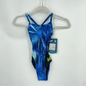 Girls sz 22 Michael Phelps blue patterned swimsuit - Picture 1 of 8