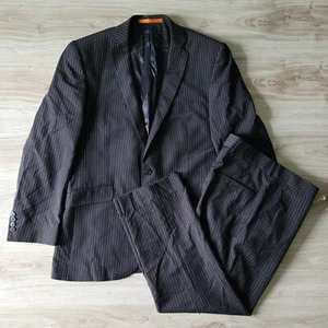 Ben Sherman 42R W34 2-Piece Suit Jacket Pants Wool Blend Striped Black White - Picture 1 of 24