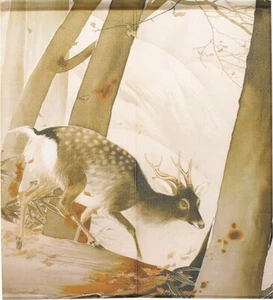 Noren Tenda Giapponese per Porta GYOKUDO KAWAI Ukiyo-e Cervo Solitario Invernale 90x85cm - Foto 1 di 11