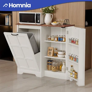 Tilt-out Trash Can Kitchen Island Cabinet Pantry Storage Shelves w/ Power Hub - Picture 1 of 12