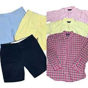 Lot of 6 Polo Ralph Lauren Shirts + Shorts Mens Size XL Button Down Waist 38