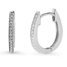 BERRICLE Sterling Silver Oval CZ Bar Medium Fashion Hoop Earrings 0.6"
