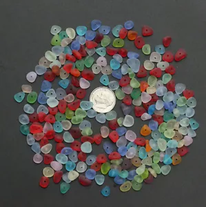 center drilled sea beach glass 20 pcs lots very tiny blue green red jewelry use - Picture 1 of 3