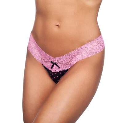 Honeydew Intimates Ladies Low Rise Hearts Mesh Thong Underwear Panty 9904 - Image 1 of 3
