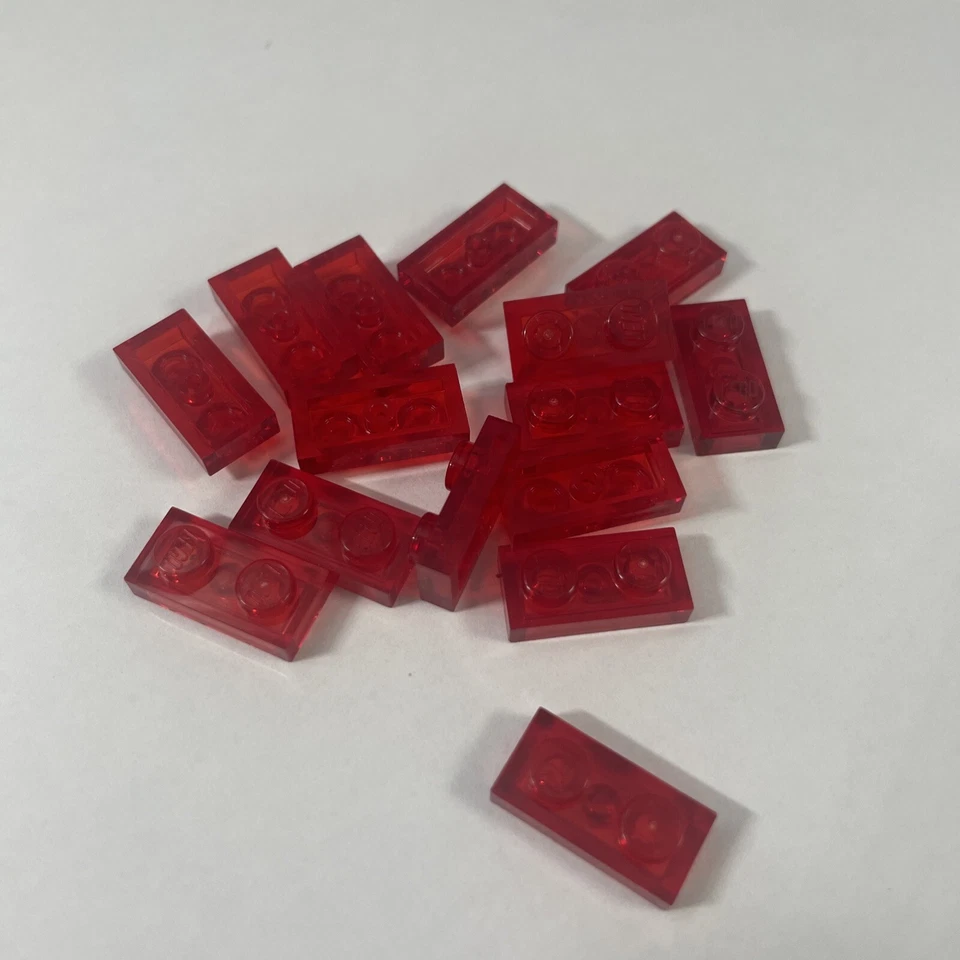 15x Lego® Classic City Platte 1 x 2 3023 Trans Red Rot Basis Neu New - Bild 1 von 1