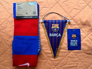 Calze alte al ginocchio FC Barcelona taglia EU42-46 / UK8-11 + pennant piccolo - Foto 1 di 4
