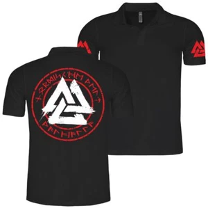 Herren Poloshirt Polohemd Nordische Welt Walhalla Runen Wikinger Germanen Einher - Bild 1 von 4