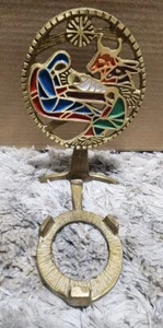 Belén de latón Terra Sancta Guild vintage - Jesús - candelabro esmalte isreal - Imagen 1 de 8