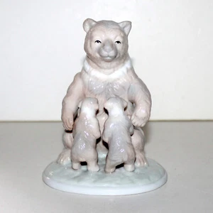 Figura De Colección Mamá Oso con Dos Cachorros Porcelana Meico Animal Figura - Imagen 1 de 10