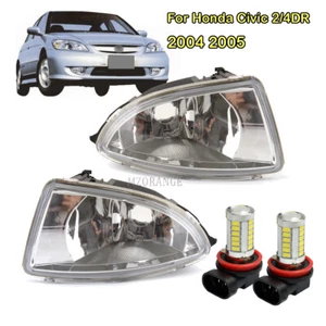LED Bumper Fog Lamp Driving Light For Honda Civic 2/4DR 04-2005 Driver+Passenger - Picture 1 of 12