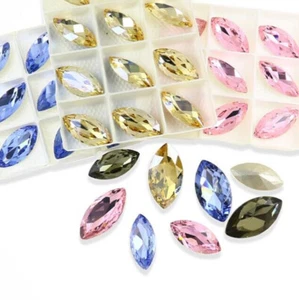 12pcs 17x32mm High grade K9 Crystal Glass Rhinestones Navette Faceted Beads - Picture 1 of 12