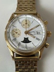 Eberhard &Co Chronograph Limited Edition Fondee Gold Plated Mondphase - Bild 1 von 10