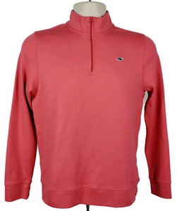 Vineyard Vines~Youth L~Coral Cotton Mock Neck L/S  1/4 Zip Pullover~WHALE~ EUC - Picture 1 of 9