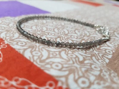 Smoky quartz semi precious gemstone 925 sterling silver bracelet jewelry h6y6 - Image 1 of 4