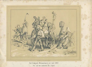 Alter Druck A. Schroedter Die Erdäppels Moissonneur´s im Jahr 1847 Italiänischen - Bild 1 von 1