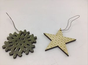 Adornos de Navidad Copo de Nieve Estrella Madera Set 2 Casas de Vacaciones Hiladas Granja Rústicas  - Imagen 1 de 7