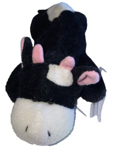 Stuffins Plush Stuffed Animal Cow Black White Pink Kids Toys Collectibles 8" l - Picture 1 of 7