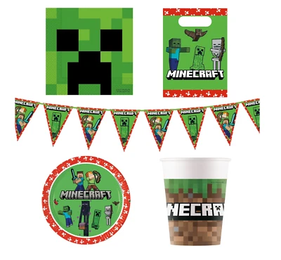 Minecraft Party Tableware Decorations Minecraft Plates Cups Napkins Tablecover - Image 1 of 4