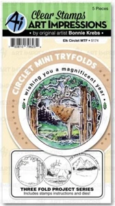 NUEVO - Impresiones artísticas estampillas transparentes troqueles ~ círculo de alce MTF ~ 5174 tríplicas - Imagen 1 de 4