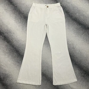 ROXY Cotton Linen High Waist White Pants Flare Wide Leg Women’s Medium - Picture 1 of 10