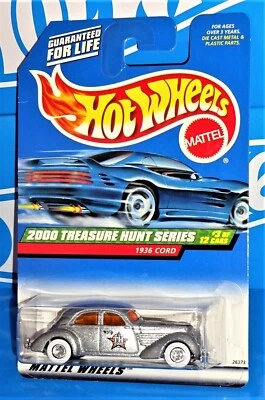 Hot Wheels 2000 Treasure Hunt Series 1936 Cord Silver w/ White Wall Real Riders - Image 1 of 3