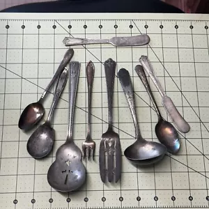 Silverplate Flatware Lot of 9 Spoons Crafts DIY - Picture 1 of 8