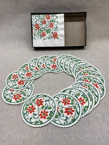 Christmas Paper Napkins & Coasters Poinsettia Holly Contempo Vintage - Picture 1 of 4