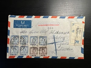 Iraq - Multi-franked Reg Cover Baghdad to Sweden 1948 - Picture 1 of 2
